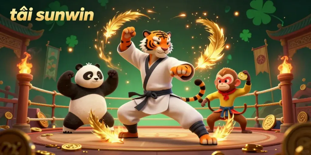 Experience the thrill of tải sunwin with vibrant characters engaging in a dynamic casino scene surrounded by glowing effects and rich game elements.