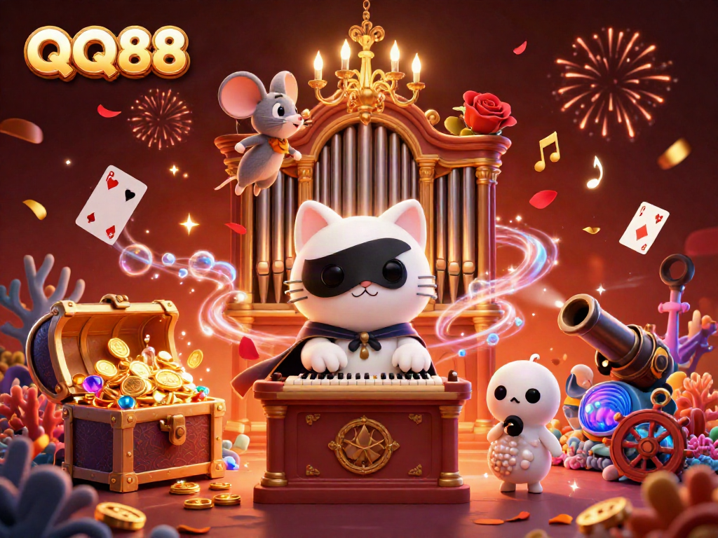 Experience thrilling casino adventures with QQ88's vibrant and magical 3D cartoon setting.