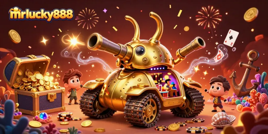 Engage with mrlucky888 in a vibrant online casino experience featuring gold coins and confetti.