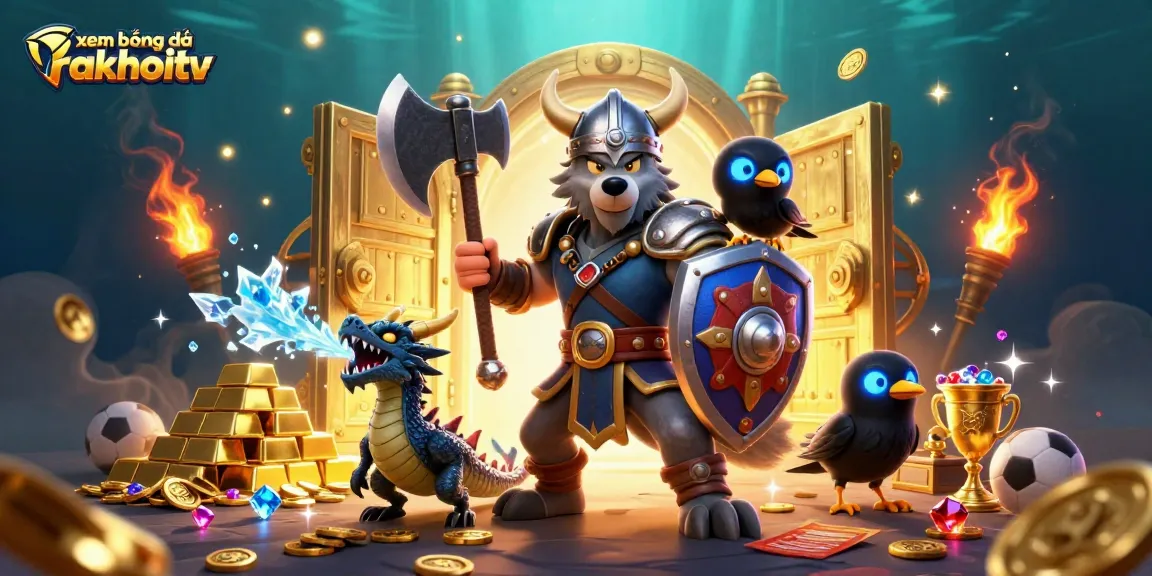 Engage with xem bóng đá rakhoitv as Viking warriors grab treasures amid a sports betting theme!