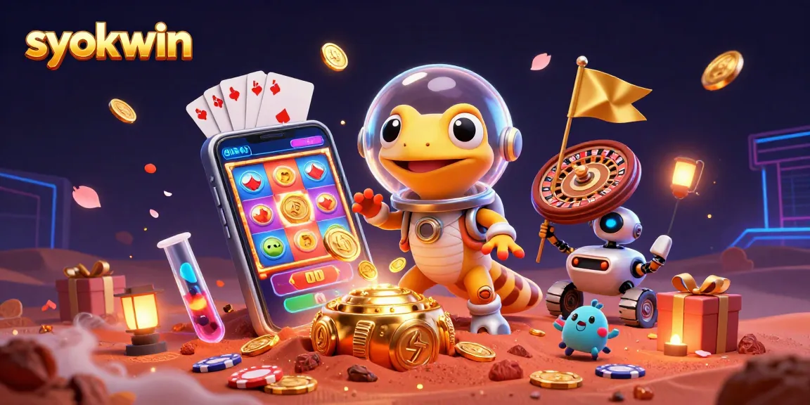 Experience thrilling wins with syokwin's vibrant casino adventure in this 3D digital illustration.