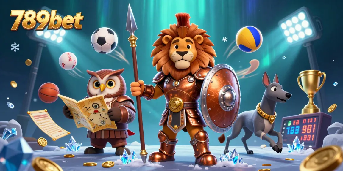 Engage with 789bet's exciting dynamic gameplay featuring a Spartan lion, owl strategist, and greyhound amidst thrilling betting elements.