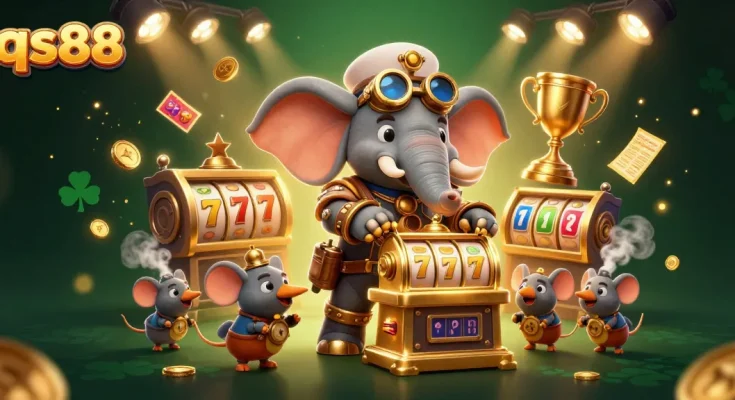 Engage with qs88 and experience exhilarating slot games driven by a steampunk elephant engineer in a vibrant casino